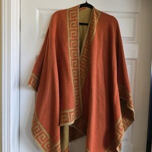 Orange and Gold Patterned Poncho